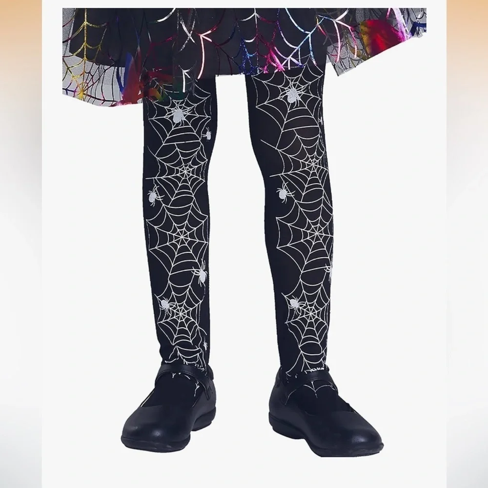 NWT Colorful Skeleton Girls Costume 8-10 yrs dress socks and felt mask